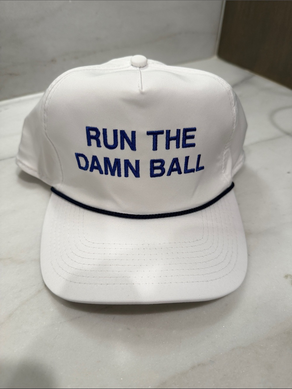 Run The Damn Ball White Baseball Cap